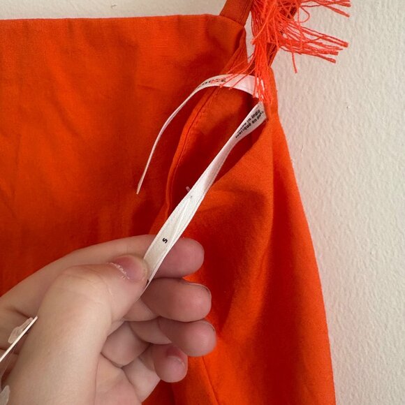 Anthropologie Sleeveless Fringe Tank Square Neck Mini Dress Orange NWT Sz S - Picture 6 of 9